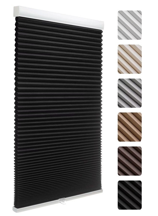MYshade 1.5-Inch Cellular Cordless Blackout Shades,Thermal Insulating Noise Reducing Waterproof Blinds,Honeycomb Window Treatments for Indoor Light Control (Black-34.5" W x 72" H) - Image 1